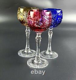 Vintage- 3 Vineyard Grape by Bayel Multi-Color Cut-Crystal Wine Glasses