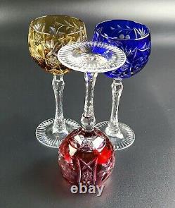 Vintage- 3 Vineyard Grape by Bayel Multi-Color Cut-Crystal Wine Glasses
