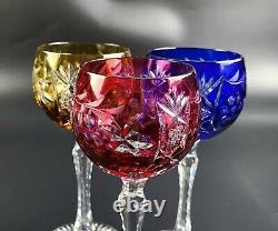 Vintage- 3 Vineyard Grape by Bayel Multi-Color Cut-Crystal Wine Glasses