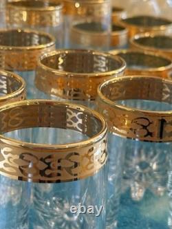 Vintage 47 Pc 5 Style Gold Rim Barware Glass Set Highball Rocks Wine Goblets