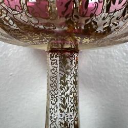 Vintage 5 Moser Cabochon Cranberry 24k Gold Wine Glass Goblet RARE EUC Boho