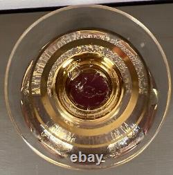 Vintage 5 Moser Cabochon Cranberry 24k Gold Wine Glass Goblet RARE EUC Boho