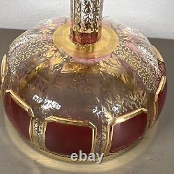 Vintage 5 Moser Cabochon Cranberry 24k Gold Wine Glass Goblet RARE EUC Boho