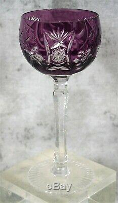 Vintage 6 Bohemian Ajka Marsala Czech Crystal Cut to Clear Wine Goblets Glass