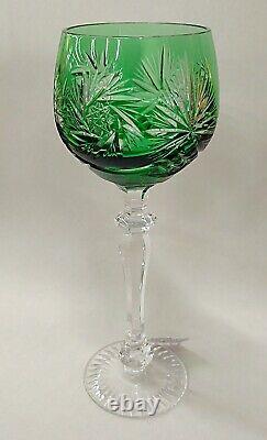 Vintage 6 Multi-Color Bohemian Crystal Cut to Clear Wine Goblet Stem Glass 8