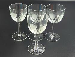 Vintage- 6 Pieces Toscany Etched -Floral Pattern Wine Glasses with Decanter