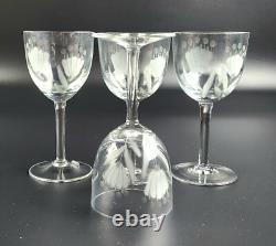 Vintage- 6 Pieces Toscany Etched -Floral Pattern Wine Glasses with Decanter