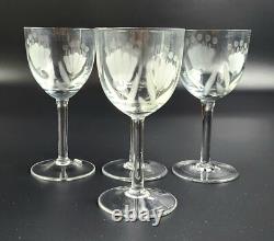 Vintage- 6 Pieces Toscany Etched -Floral Pattern Wine Glasses with Decanter