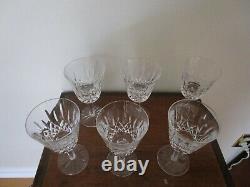 Vintage 6 Waterford Crystal Lismore White Wine Glasses 5 7/8'' T Signed Ireland