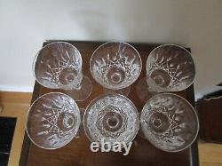 Vintage 6 Waterford Crystal Lismore White Wine Glasses 5 7/8'' T Signed Ireland