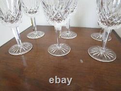 Vintage 6 Waterford Crystal Lismore White Wine Glasses 5 7/8'' T Signed Ireland