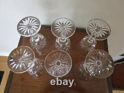 Vintage 6 Waterford Crystal Lismore White Wine Glasses 5 7/8'' T Signed Ireland