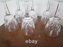 Vintage 6 Waterford Crystal Lismore White Wine Glasses 5 7/8'' T Signed Ireland