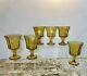 Vintage 6pc Independence Yellow Octagonal Stemmed Wine Water Glasses Japan