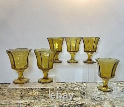 Vintage 6pc Independence Yellow Octagonal Stemmed Wine Water Glasses Japan