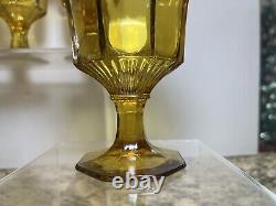 Vintage 6pc Independence Yellow Octagonal Stemmed Wine Water Glasses Japan
