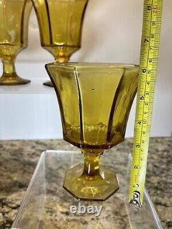 Vintage 6pc Independence Yellow Octagonal Stemmed Wine Water Glasses Japan
