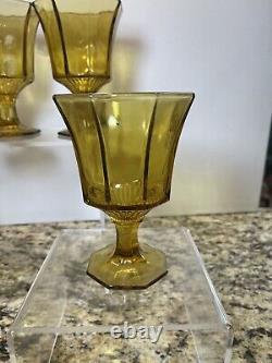 Vintage 6pc Independence Yellow Octagonal Stemmed Wine Water Glasses Japan