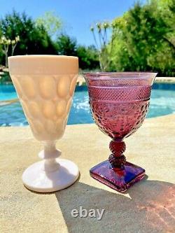 Vintage 8 Mismatched Wine Glasses-Goblets-Water-Retro-Boho-Wedding Set