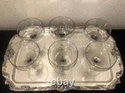 Vintage 8 Peill Cora Crystal Smoke Colored Sherbet/Champagne Glasses Rosenthal