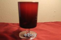 Vintage 8 each Red Glass with clear Stem Water, Wine, Dessert Wine Cocktail REDUCE