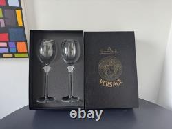 Vintage 90s Rosenthal x Versace Medusa Lumiere red wine glasses NEW in box