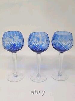 Vintage 9135264 Überfang-römer Set Of 3 Wine Glasses Blue Clear Stemmed