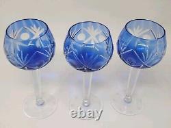 Vintage 9135264 Überfang-römer Set Of 3 Wine Glasses Blue Clear Stemmed
