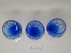 Vintage 9135264 Überfang-römer Set Of 3 Wine Glasses Blue Clear Stemmed