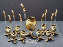 Vintage 9 Pc. Bohemian Moser Blown Glass Port Wine Sipper Pipe Set