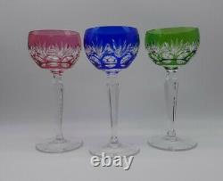 Vintage AH Eingetragenes Warenz Cut to Clear Crystal Wine Glasses / Hocks
