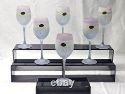 Vintage AL-RAMA Hand Painted Israeli 7.375 Crystal Goblet NEVER USED Set Of 6