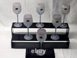 Vintage AL-RAMA Hand Painted Israeli 7.375 Crystal Goblet NEVER USED Set Of 6