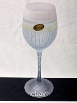 Vintage AL-RAMA Hand Painted Israeli 7.375 Crystal Goblet NEVER USED Set Of 6