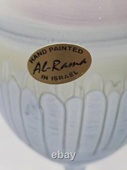 Vintage AL-RAMA Hand Painted Israeli 7.375 Crystal Goblet NEVER USED Set Of 6