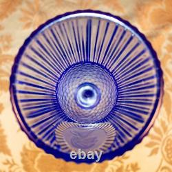 Vintage AVON Blue Goblet Ribbed George Washington Colonial 2 Wine Glass