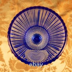 Vintage AVON Blue Goblet Ribbed George Washington Colonial 2 Wine Glass