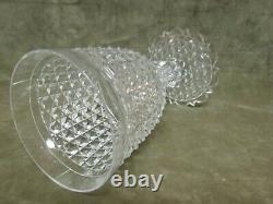 Vintage All Hand Deep Cut Glass Button Pattern Footed Wine Goblet with Air Stem