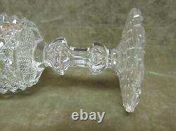 Vintage All Hand Deep Cut Glass Button Pattern Footed Wine Goblet with Air Stem