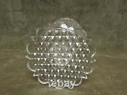 Vintage All Hand Deep Cut Glass Button Pattern Footed Wine Goblet with Air Stem