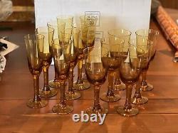 Vintage Amber long stem wine & champagne glasses