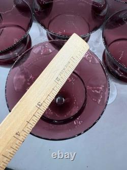 Vintage Amethyst Glass Water Wine Goblet Set 6 Cambridge Fancy Stem Stemware