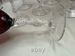 Vintage Amethyst Glass Water Wine Goblet Set 6 Cambridge Fancy Stem Stemware