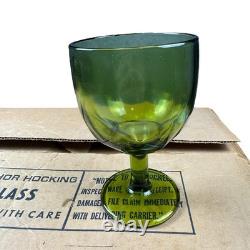 Vintage Anchor Hocking Avocado Goblets Wine Glasses Set Of 16 15.5oz 6 Tall 4D