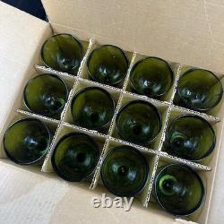 Vintage Anchor Hocking Avocado Goblets Wine Glasses Set Of 16 15.5oz 6 Tall 4D