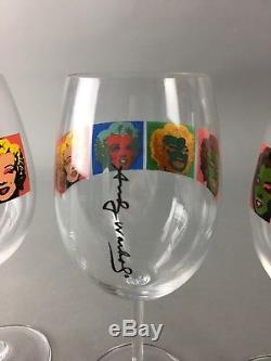 Vintage Andy Warhol Marilyn Monroe Art Wine Glasses Set of 4