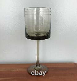 Vintage Anthony Rosa 1960's MCM Smoke Gray Hand Blown Wine Glasses Set of 4