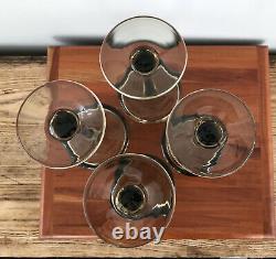 Vintage Anthony Rosa 1960's MCM Smoke Gray Hand Blown Wine Glasses Set of 4