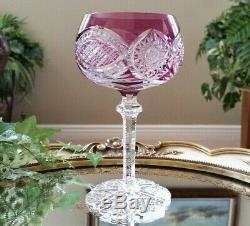 Vintage Antique ABP VAL ST LAMBERT Purple Cut to Clear Crystal Wine Goblet