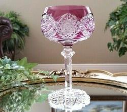 Vintage Antique ABP VAL ST LAMBERT Purple Cut to Clear Crystal Wine Goblet